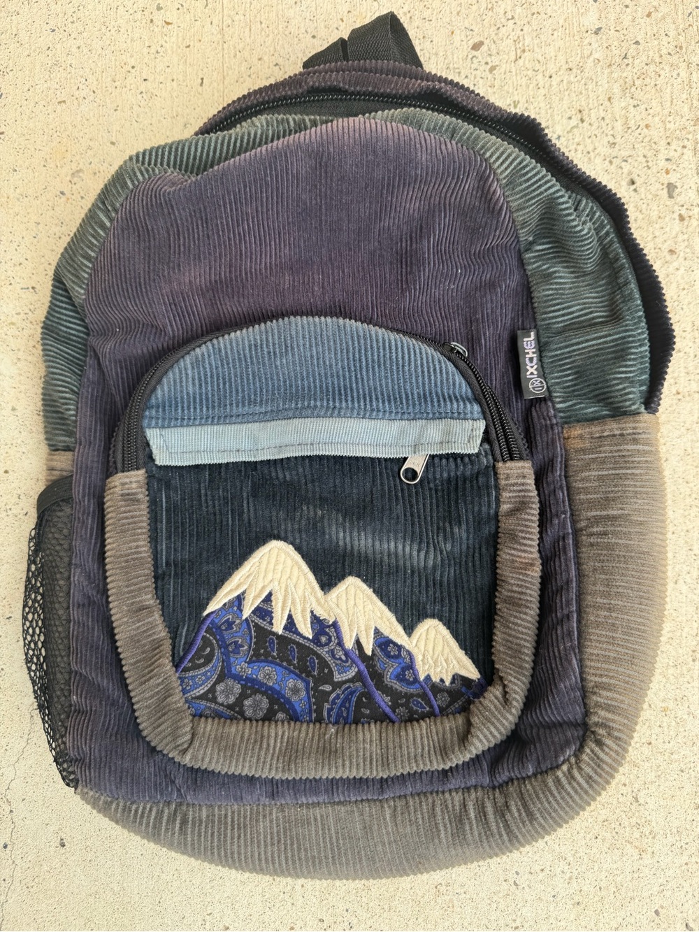 Ixchel XL Patchwork Corduroy Backpack Mountain Boho Festival Daypack Cotton
